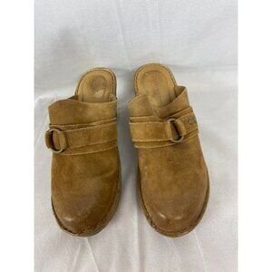 Born Nola‎ Distressed Suede Clogs Mule Wedge Heel Brown Women's 7